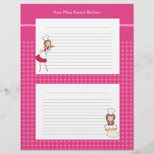 Cute Personalised Recipe Pages (Front)