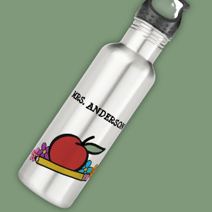 Cute Personalised Red Apple Pencil Teachers 710 Ml Water Bottle