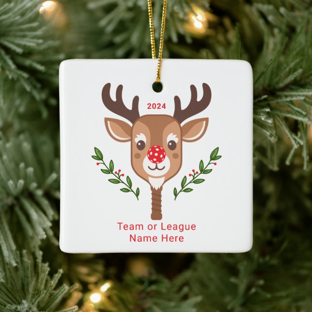 Cute Personalised Reindeer Pickleball Ornament (Tree)