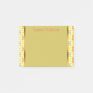 Cute Personalised Retro Yellow Orange Green White Post-it Notes