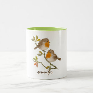 Cute Personalised Robin Redbreast Bird Mug