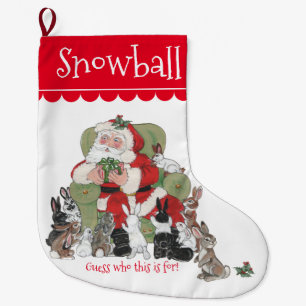 Cute Personalised Santa Pet Bunny Rabbit Christmas Large Christmas Stocking