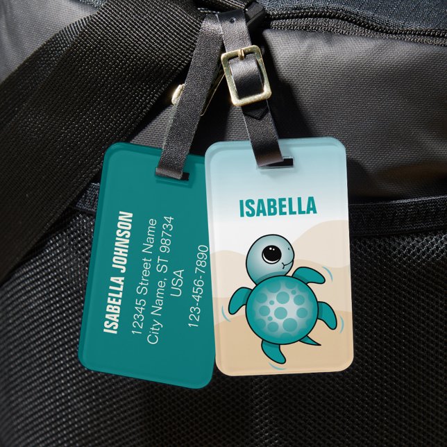 Cute Personalised Sea Turtle Luggage Tag (Creator Uploaded)