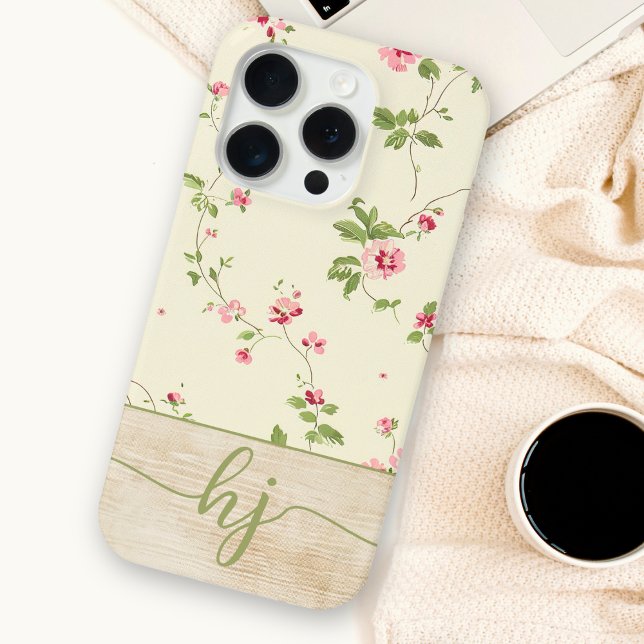 Cute Personalised Shabby Chic Floral Monogram Case-Mate iPhone Case (Creator Uploaded)