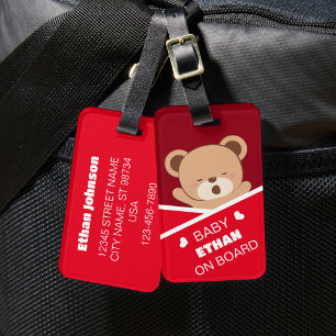 Cute Personalised Sleepy Baby Bear Luggage Tag