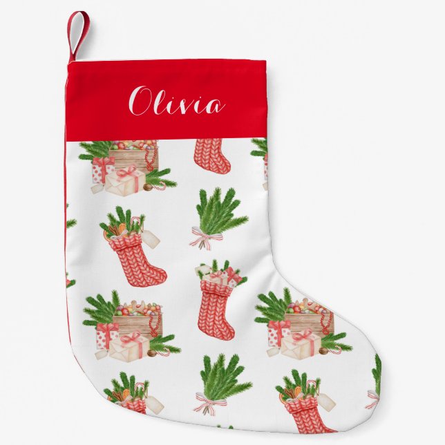 Cute Personalised  Small Christmas Stocking (Front)