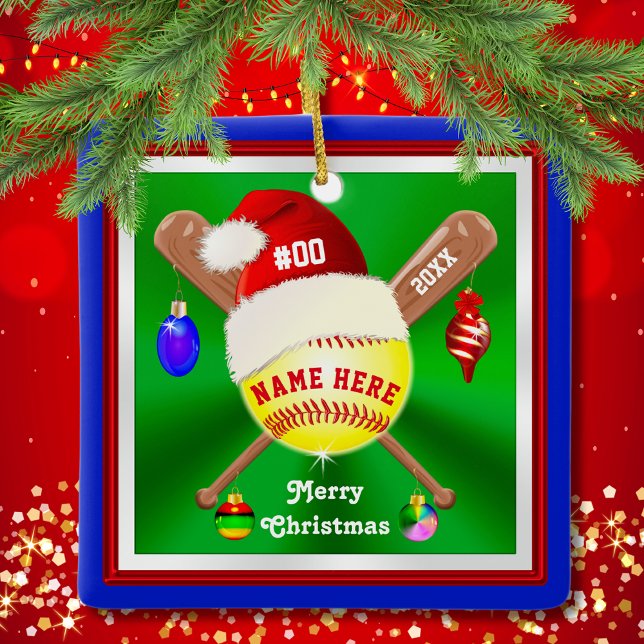 Cute Personalised Softball Christmas Ornaments (Softball Christmas Tree Ornaments. Nice, Christmas Gifts for Softball Players, Softball Coach Gifts.)