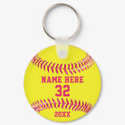 Cute Personalised Softball Keychains 3 Text Boxes