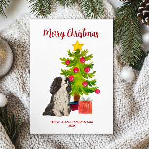 Cute Personalised Spaniel Dog Christmas Holiday Card