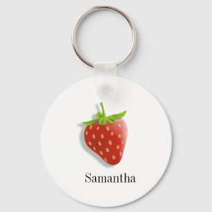 Cute Personalised Strawberry Key Ring