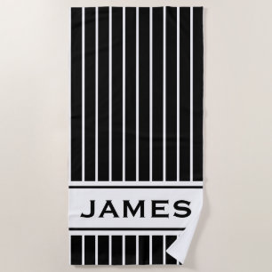 Cute Personalised Striped Beach Towel