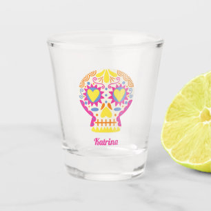 Cute Personalised Sugar Skull Halloween Shot Glass