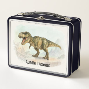 Cute Personalised T-Rex Kids Lunch Box with Name