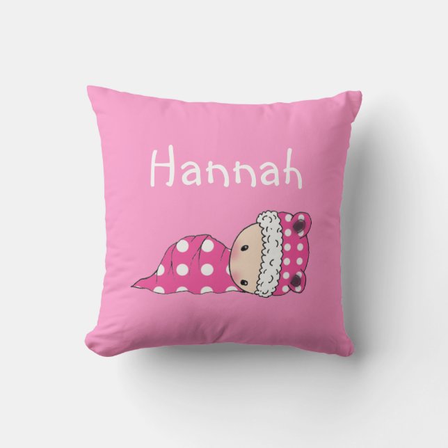 Cute Personalised Throw Pillow For Baby Girl (Front)