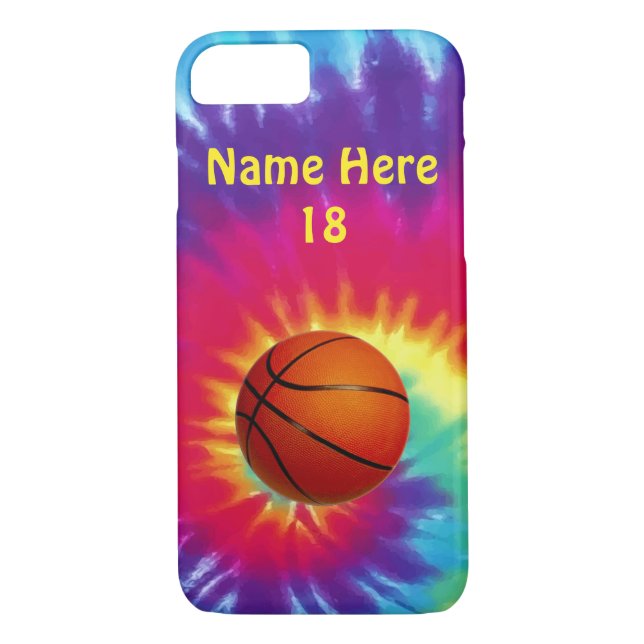 Cute Personalised Tie Dye Basketball Phone Cases (Back)