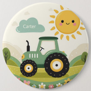 Cute, personalised tractor/farm 6 cm round badge
