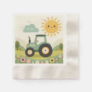 Cute, personalised tractor/farm napkin