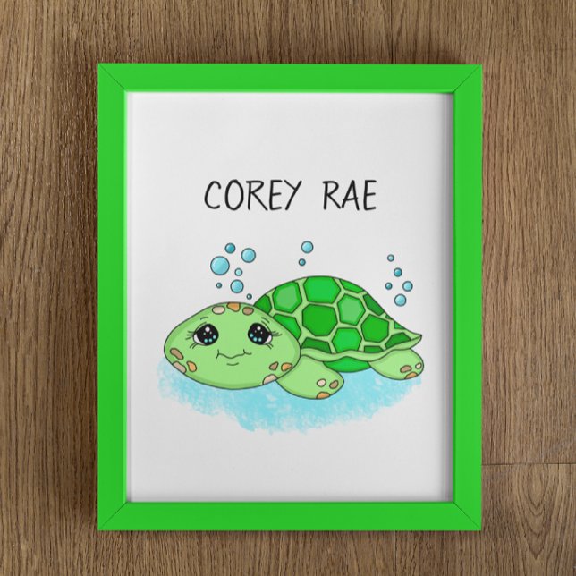 Cute Personalised Turtle Artwork Poster (Creator Uploaded)