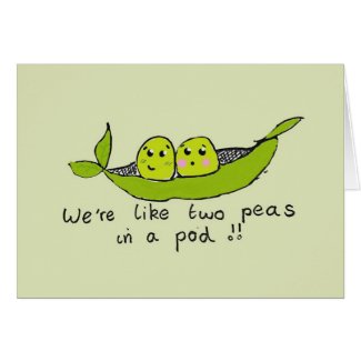 Cute personalised two peas in a pod greeting card