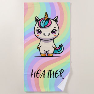 CUTE! 🦄 Personalised Unicorn Beach Towel Add Name