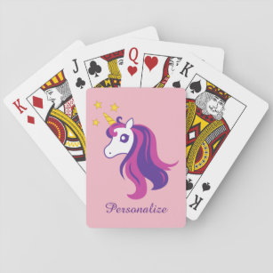Cute personalised unicorn playing cards for girl