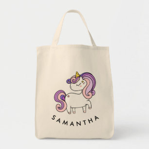 Cute personalised unicorn rainbow tote bag