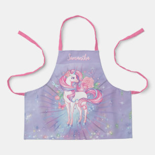 Cute Personalised Unicorn Roses & Butterflies girl Apron