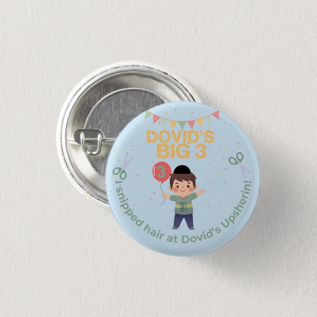 Cute Personalised Upsherin   3 Cm Round Badge (Front & Back)