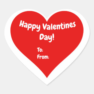 Cute Personalised Valentines Day Red & White Heart Sticker