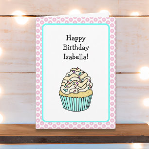 Cute Personalised Vanilla Cupcake Birthday Card
