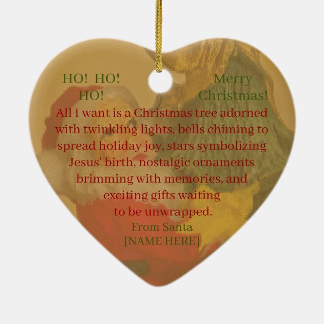 Cute Personalised Vintage Santa Christmas Ornament (Back)