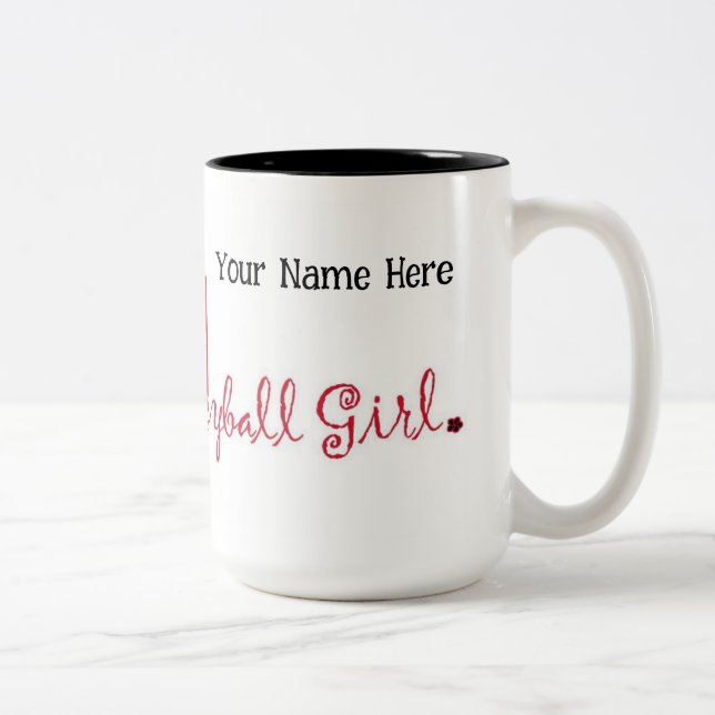 Cute Personalised Volleyball Girl Two-Tone Coffee Mug (Right)