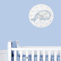 Cute Personalised Watercolor Baby Whale Nautical L