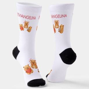 Cute Personalised Watercolor Capybara Socks