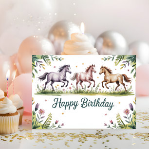 Cute Personalised Watercolor Horse Birthday Card