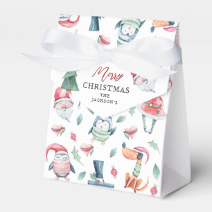 Cute Personalised Watercolor Merry Christmas  Favour Box
