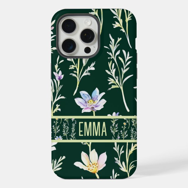 Cute Personalised watercolor wildflower iPhone Case (Back)