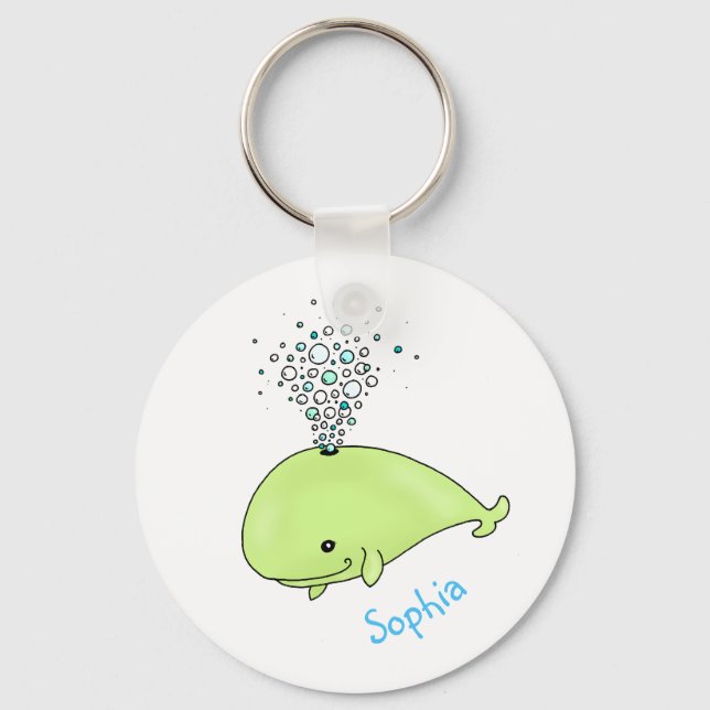 Cute Personalised Whale Keychain (Front)