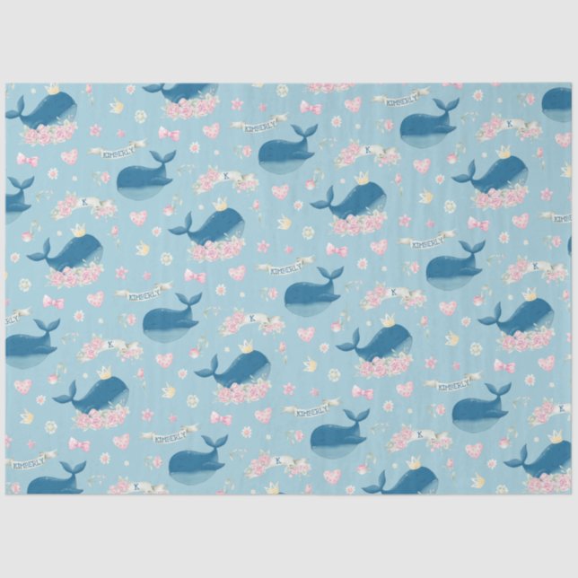 Cute Personalised Whale Tissue Paper (Front)