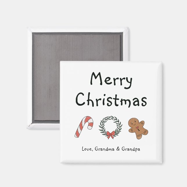 Cute Personalised Whimsical Simple Merry Christmas Magnet (Front/Back)