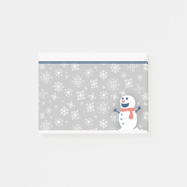 Cute Personalised Winter Snow / Snowman Post it Post-it Notes (Front)