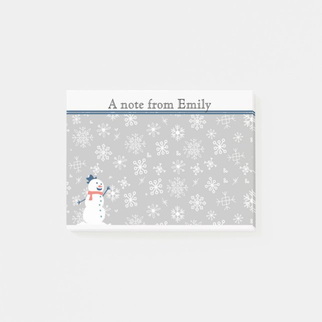 Cute Personalised Winter Snow / Snowman Post it Post-it Notes (Front)