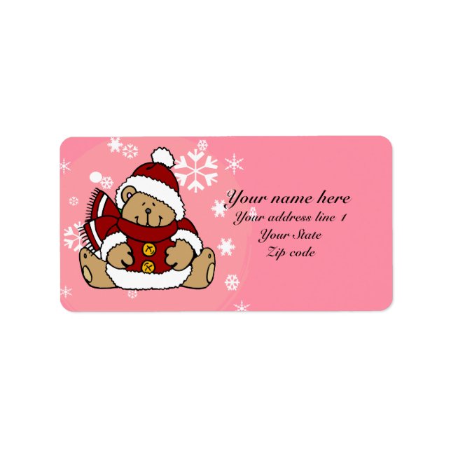 Cute Personalised Xmas Teddy Bear Label (Front)
