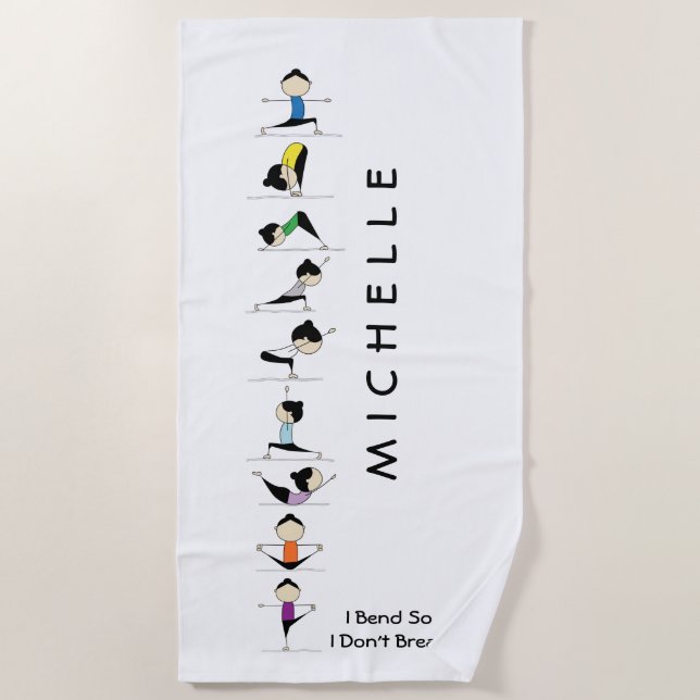 Cute Personalised Yoga  Beach Towel (Front)