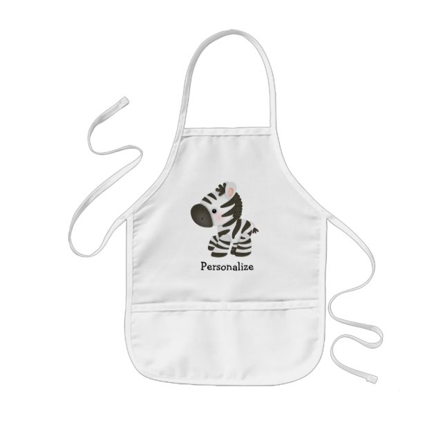 Cute Personalised Zebra Apron (Front)