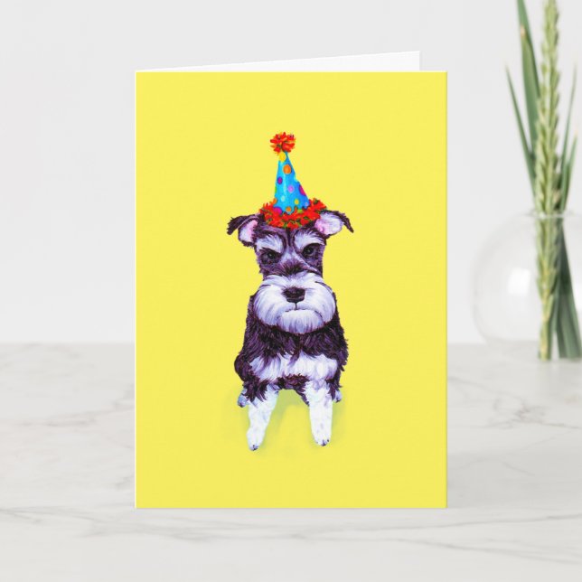 Cute Personalizable Birthday Schnauzer Card (Front)