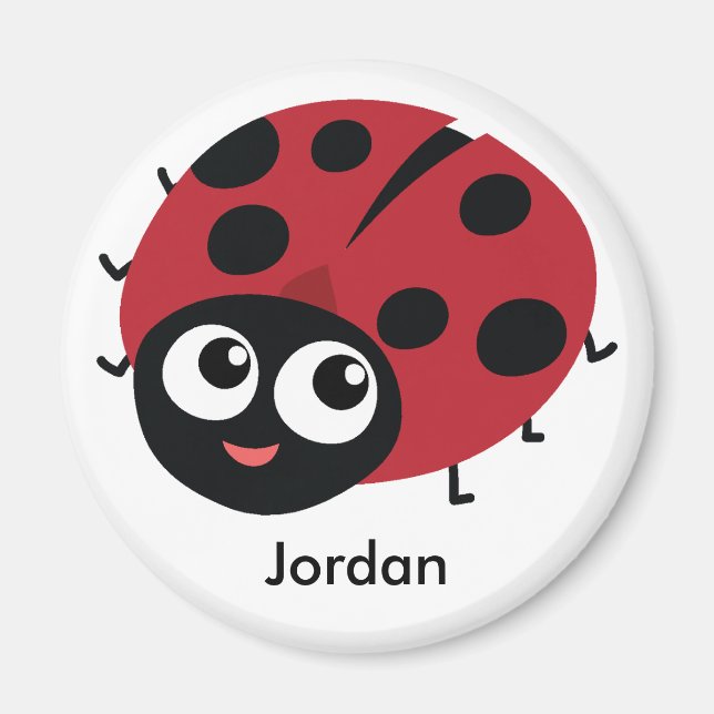 Cute Personalizable red Ladybug add your name Magnet (Front)