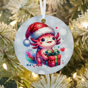 Cute Personalized Axolotl Christmas Metal Tree Decoration