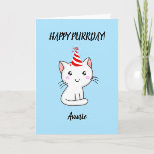 Cute Personalized cat happy purrday birthday card