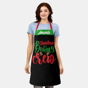 Cute Personalized Chef Name Christmas Baking Crew  Apron